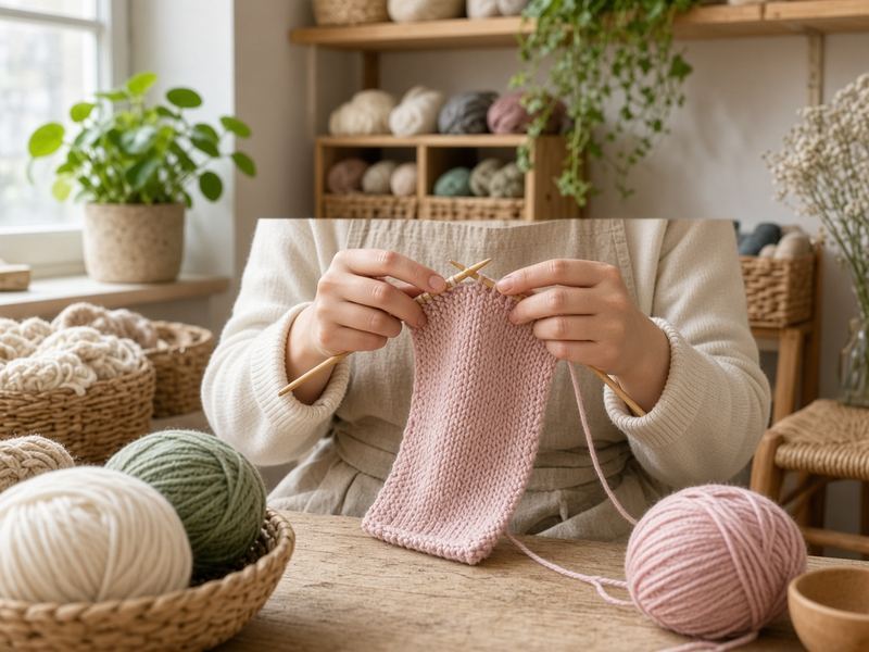 Beginner knitting at Dilencrach Knitting